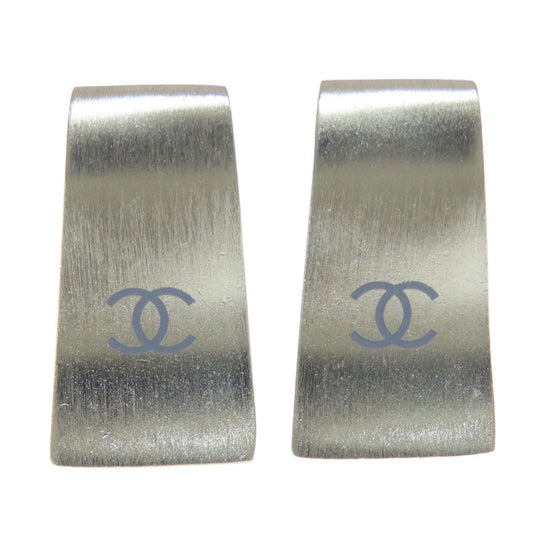 CHANEL Earring metallic Silver COCO Mark Women Used Authentic
