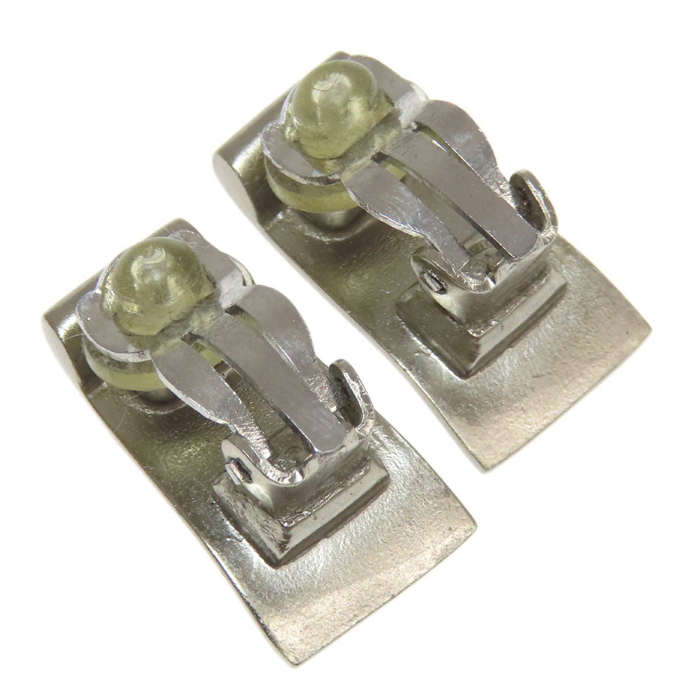 CHANEL Earring metallic Silver COCO Mark Women Used Authentic