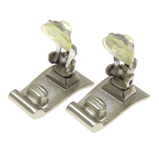 CHANEL Earring metallic Silver COCO Mark Women Used Authentic