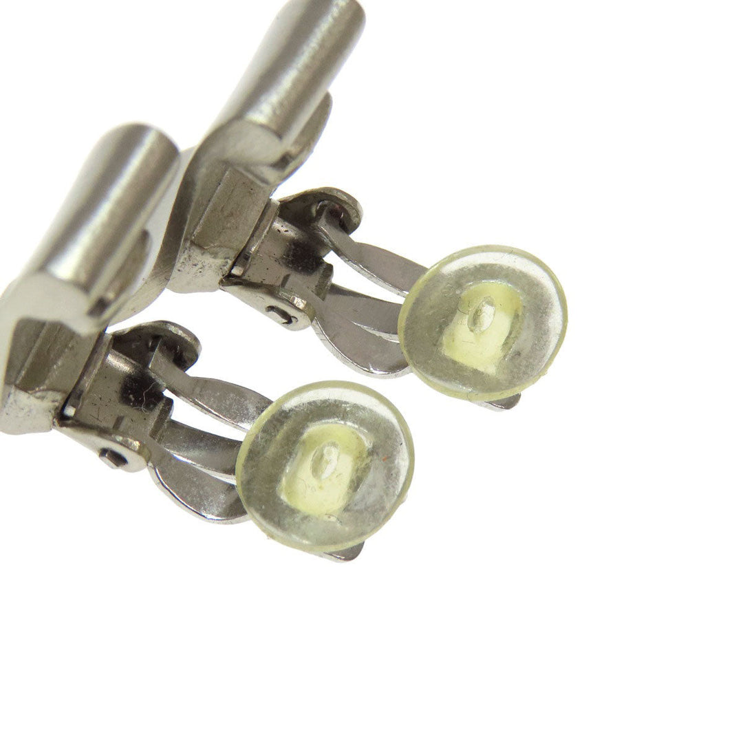 CHANEL Earring metallic Silver COCO Mark Women Used Authentic