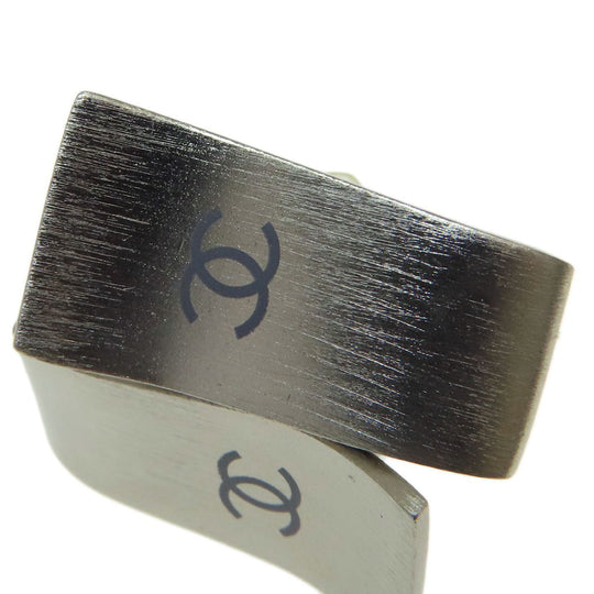 CHANEL Earring metallic Silver COCO Mark Women Used Authentic