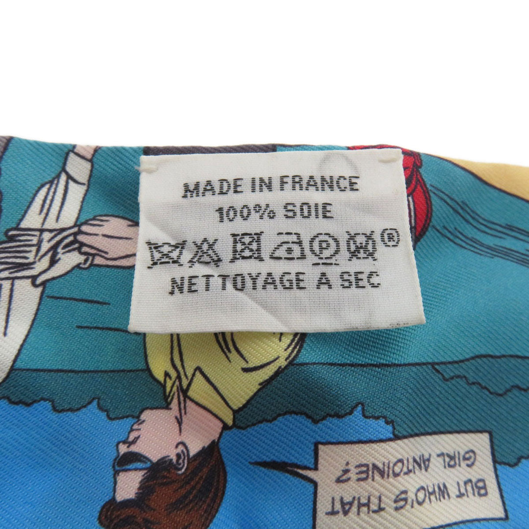 HERMES scarf silk blue Twilly Women Used Authentic