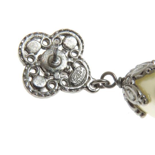 CHANEL Pierce metallic Silver COCO Mark Women Used Authentic