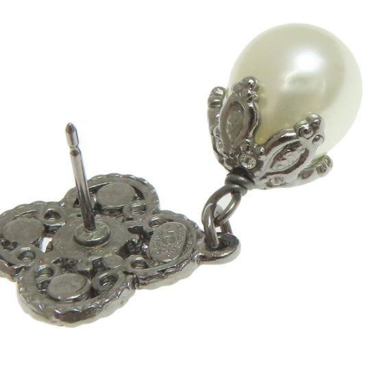 CHANEL Pierce metallic Silver COCO Mark Women Used Authentic
