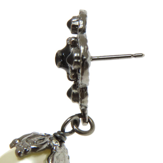 CHANEL Pierce metallic Silver COCO Mark Women Used Authentic
