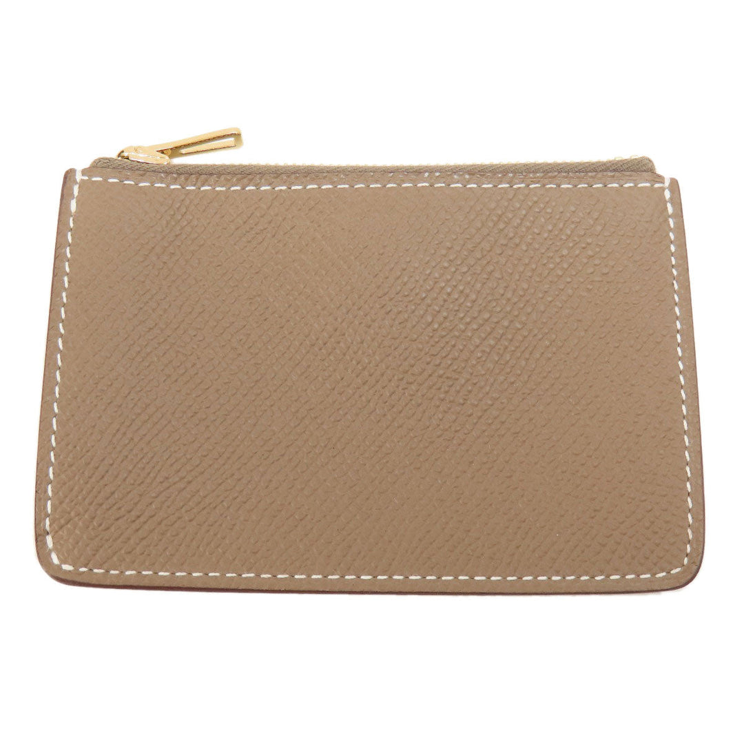 HERMES Coin case Epsom beige Constance Slim Etoupe Gold Metal Women Used Authentic