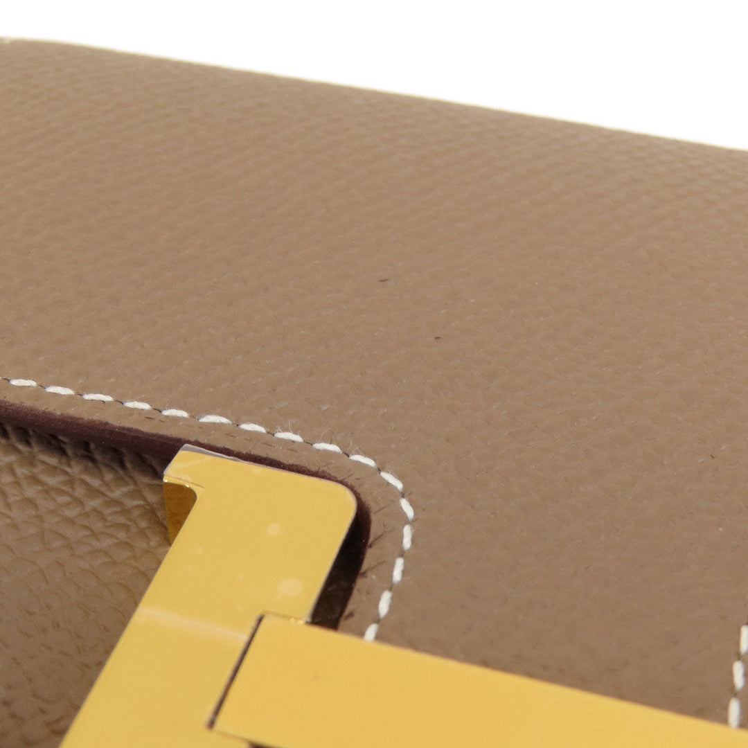 HERMES Coin case Epsom beige Constance Slim Etoupe Gold Metal Women Used Authentic