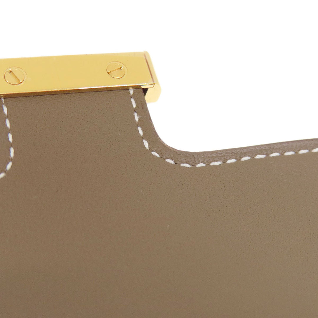 HERMES Coin case Epsom beige Constance Slim Etoupe Gold Metal Women Used Authentic