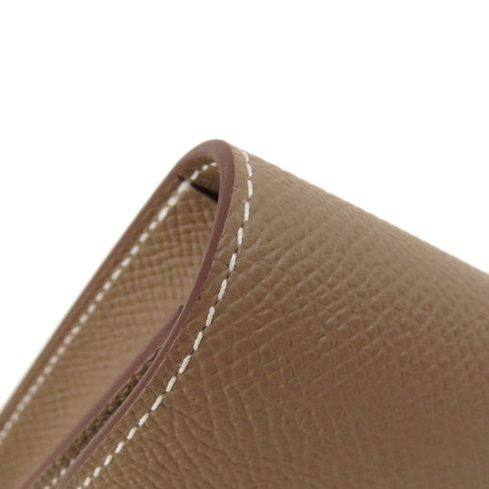 HERMES Coin case Epsom beige Constance Slim Etoupe Gold Metal Women Used Authentic