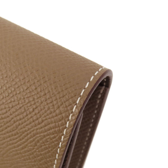 HERMES Coin case Epsom beige Constance Slim Etoupe Gold Metal Women Used Authentic