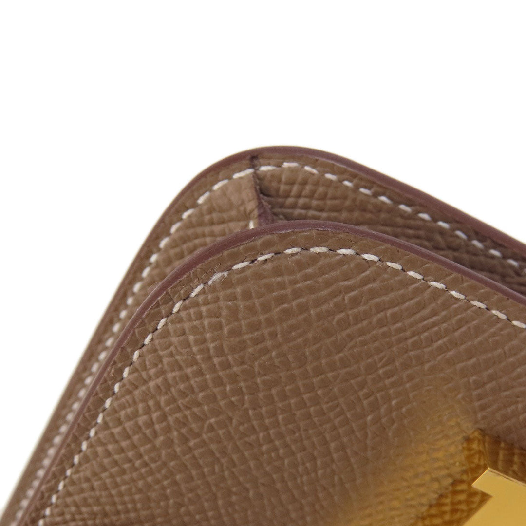 HERMES Coin case Epsom beige Constance Slim Etoupe Gold Metal Women Used Authentic