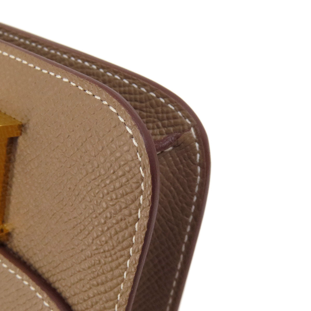 HERMES Coin case Epsom beige Constance Slim Etoupe Gold Metal Women Used Authentic