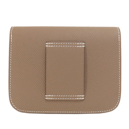 HERMES Coin case Epsom beige Constance Slim Etoupe Gold Metal Women Used Authentic