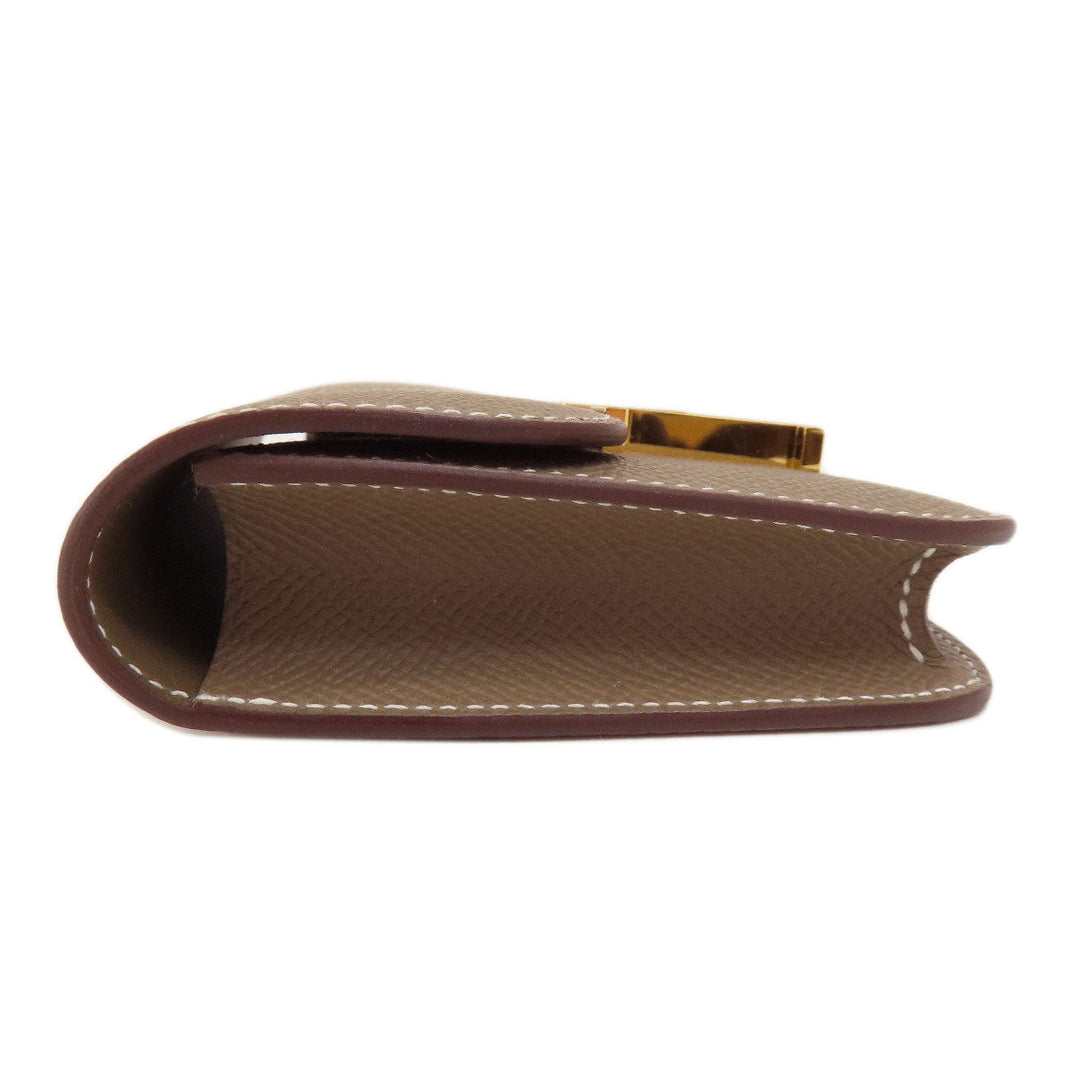 HERMES Coin case Epsom beige Constance Slim Etoupe Gold Metal Women Used Authentic