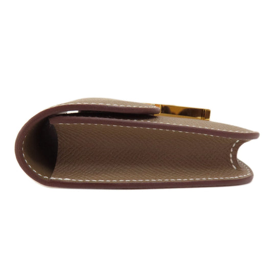 HERMES Coin case Epsom beige Constance Slim Etoupe Gold Metal Women Used Authentic