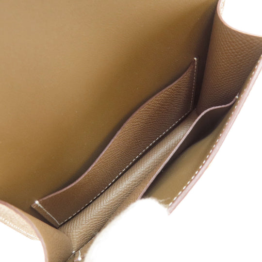 HERMES Coin case Epsom beige Constance Slim Etoupe Gold Metal Women Used Authentic