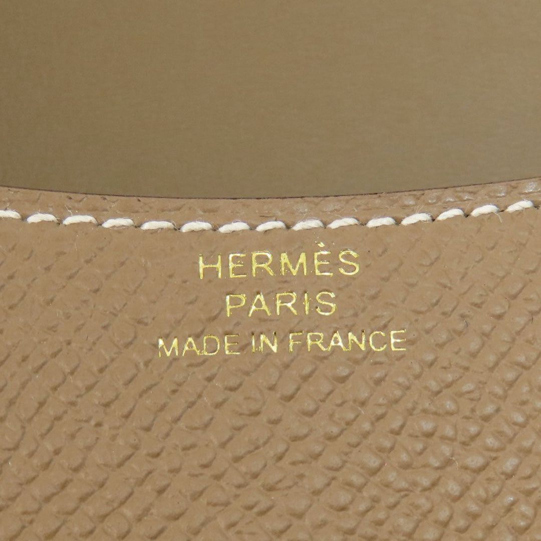 HERMES Coin case Epsom beige Constance Slim Etoupe Gold Metal Women Used Authentic