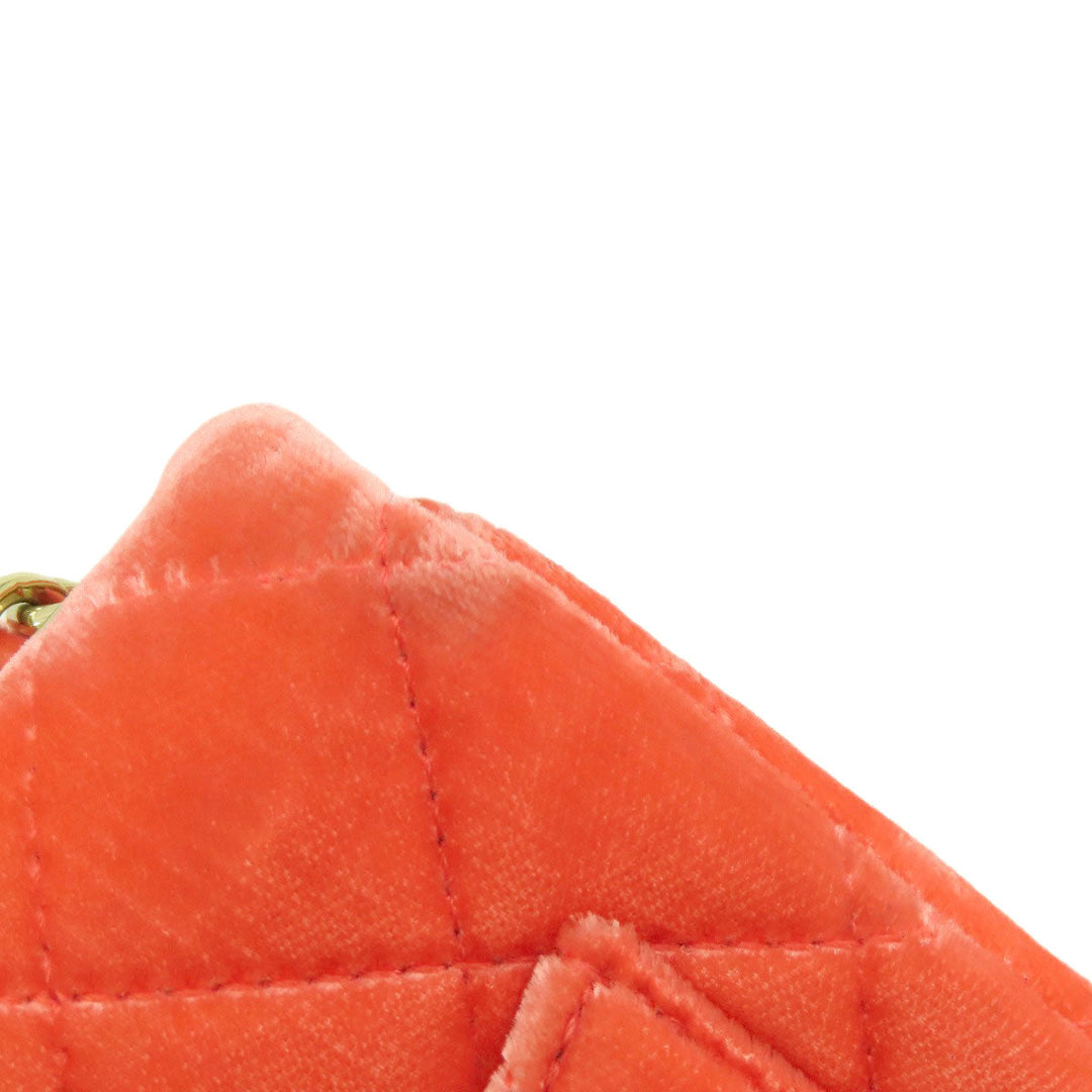 CHANEL Shoulder Bag Velor Red Mini Matelasse COCO Mark Gold Metal