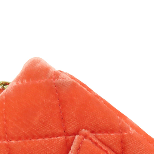 CHANEL Shoulder Bag Velor Red Mini Matelasse COCO Mark Gold Metal