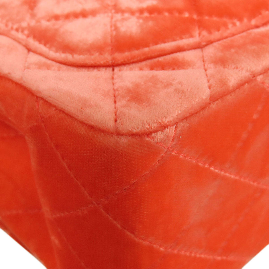 CHANEL Shoulder Bag Velor Red Mini Matelasse COCO Mark Gold Metal