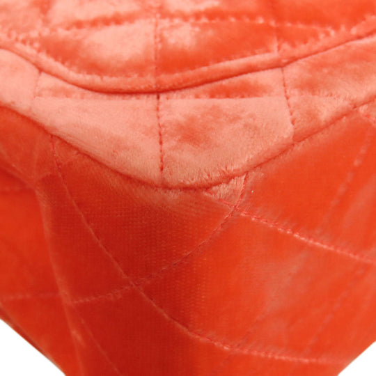 CHANEL Shoulder Bag Velor Red Mini Matelasse COCO Mark Gold Metal