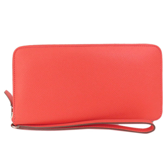 HERMES Long Wallet Purse Epsom Red Azap Classic Women Used Authentic