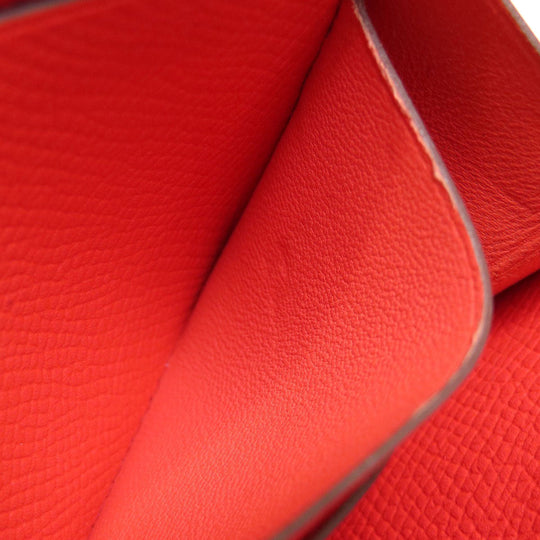 HERMES Long Wallet Purse Epsom Red Azap Classic Women Used Authentic