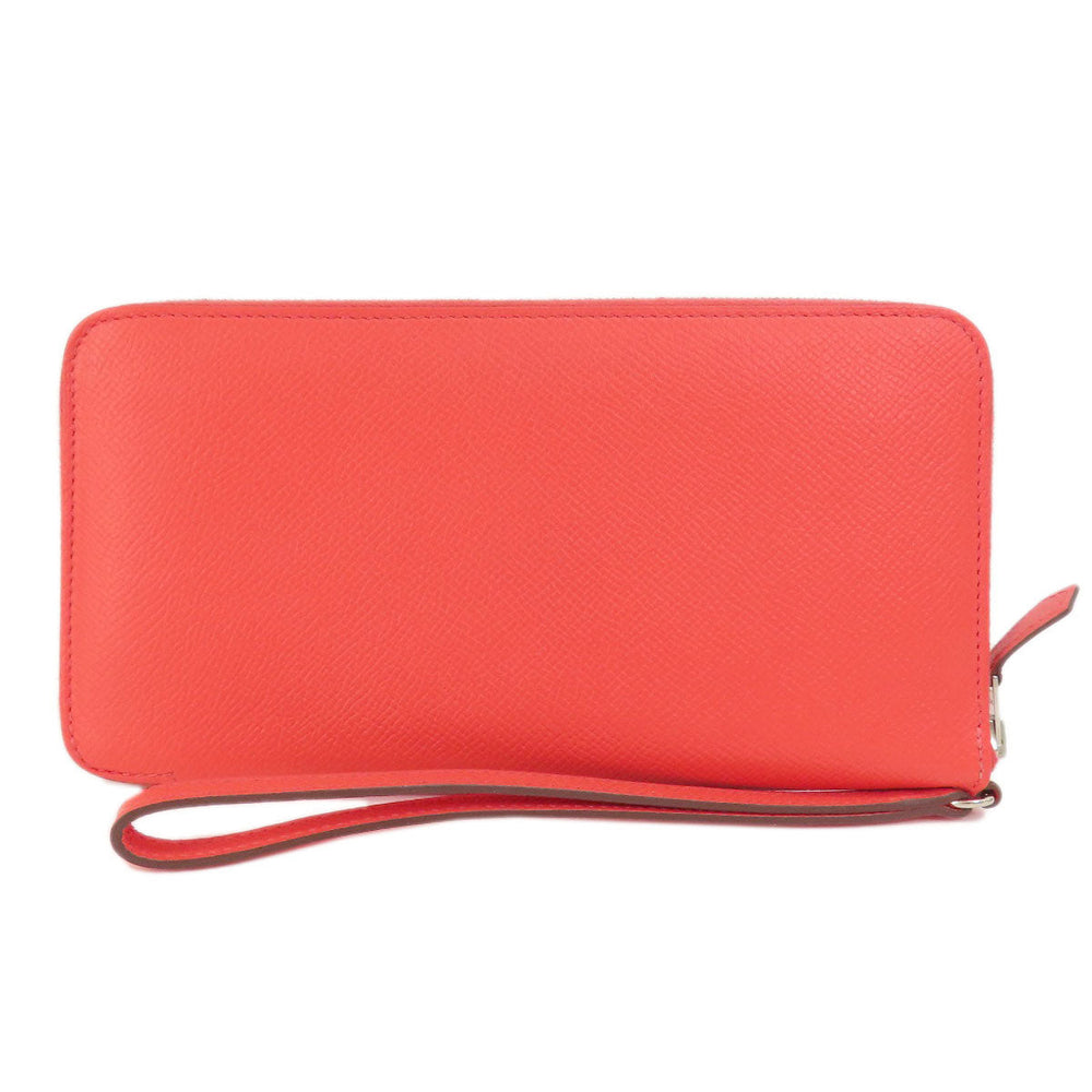 HERMES Long Wallet Purse Epsom Red Azap Classic Women Used Authentic