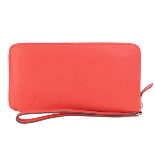 HERMES Long Wallet Purse Epsom Red Azap Classic Women Used Authentic