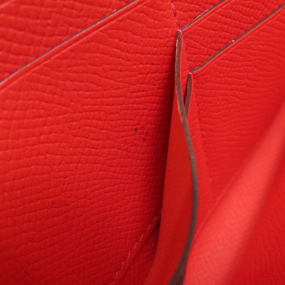 HERMES Long Wallet Purse Epsom Red Azap Classic Women Used Authentic
