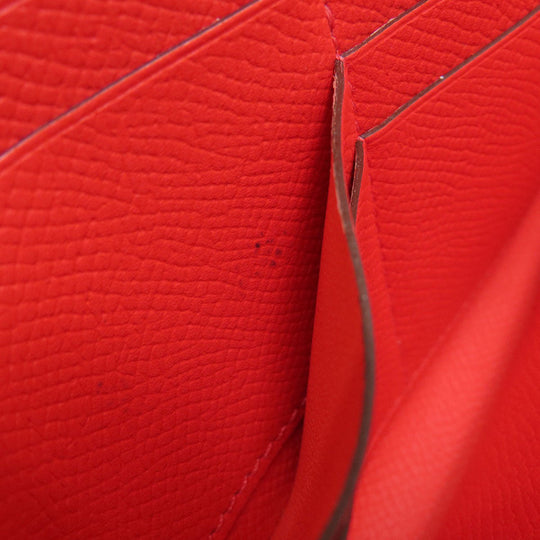 HERMES Long Wallet Purse Epsom Red Azap Classic Women Used Authentic