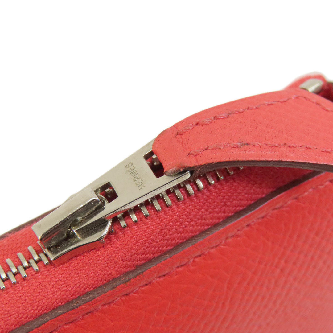 HERMES Long Wallet Purse Epsom Red Azap Classic Women Used Authentic