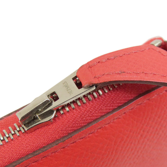 HERMES Long Wallet Purse Epsom Red Azap Classic Women Used Authentic