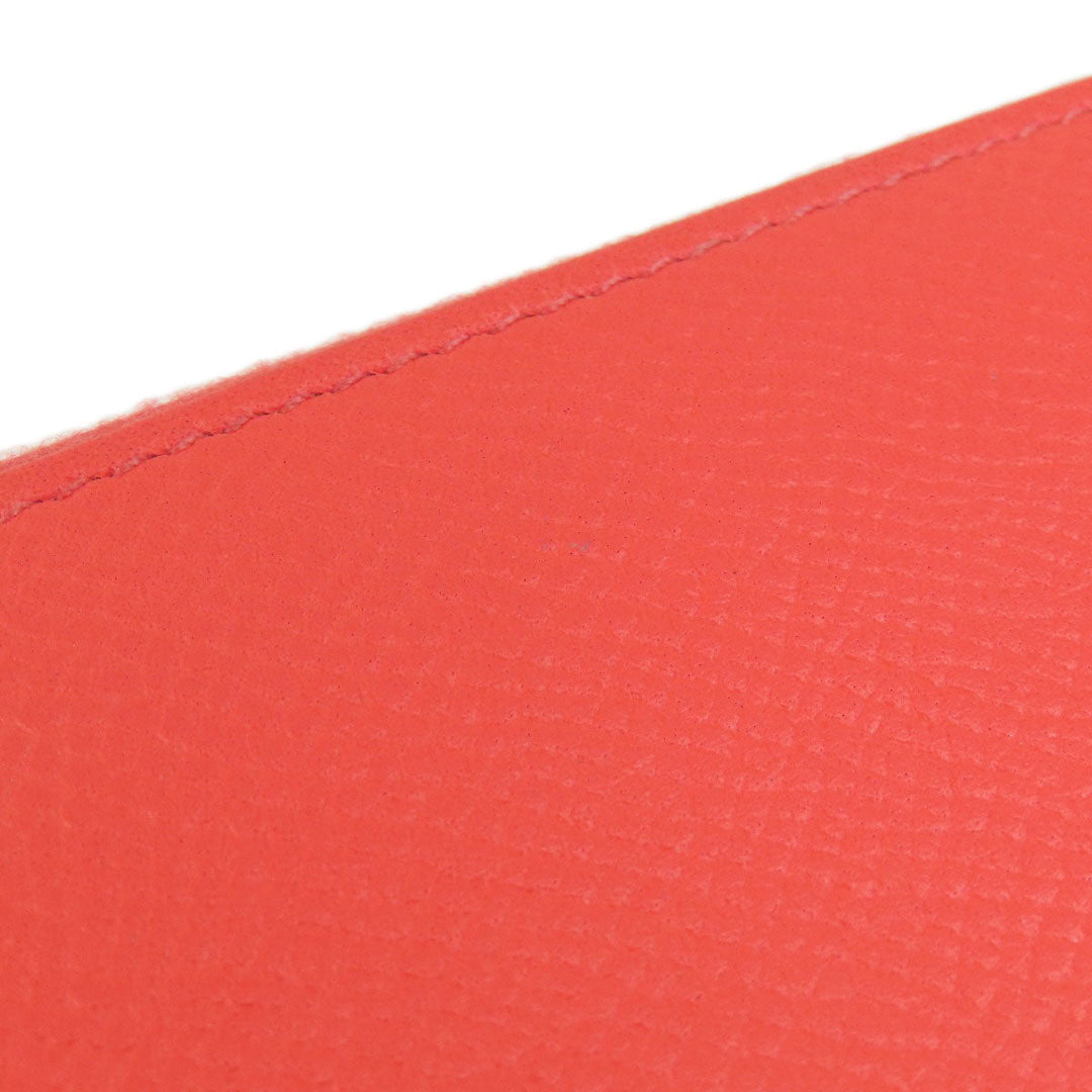 HERMES Long Wallet Purse Epsom Red Azap Classic Women Used Authentic