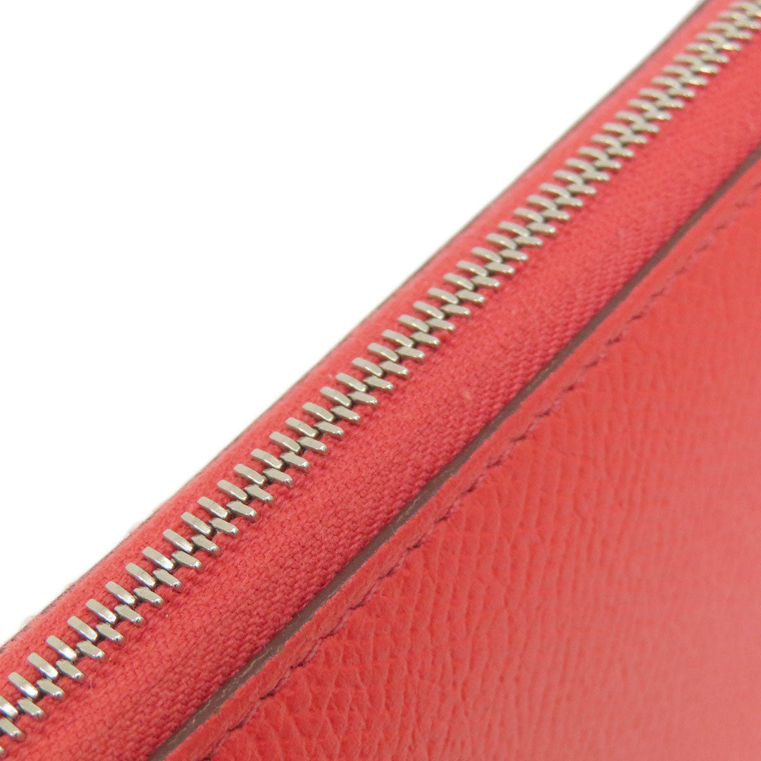 HERMES Long Wallet Purse Epsom Red Azap Classic Women Used Authentic