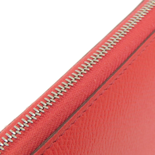 HERMES Long Wallet Purse Epsom Red Azap Classic Women Used Authentic