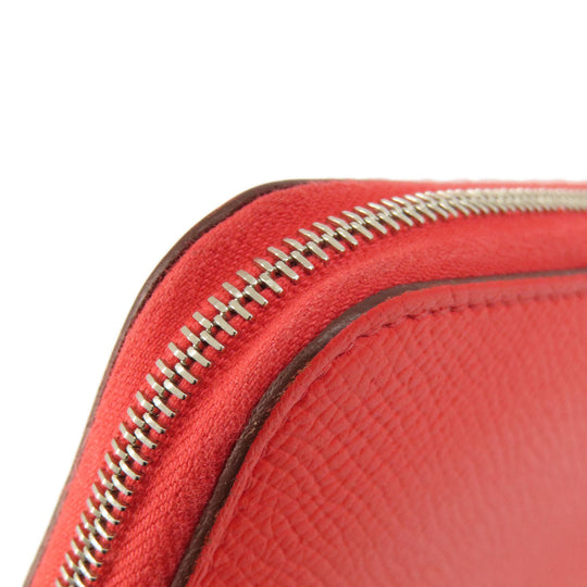 HERMES Long Wallet Purse Epsom Red Azap Classic Women Used Authentic