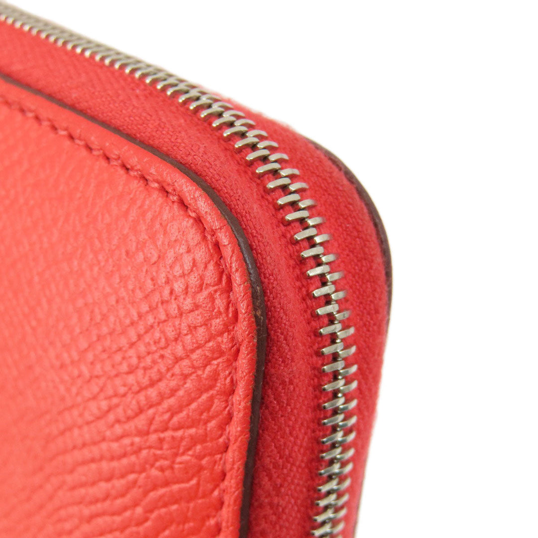 HERMES Long Wallet Purse Epsom Red Azap Classic Women Used Authentic