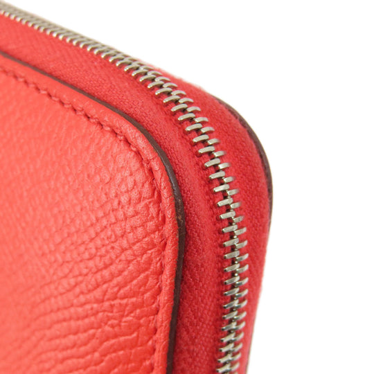 HERMES Long Wallet Purse Epsom Red Azap Classic Women Used Authentic