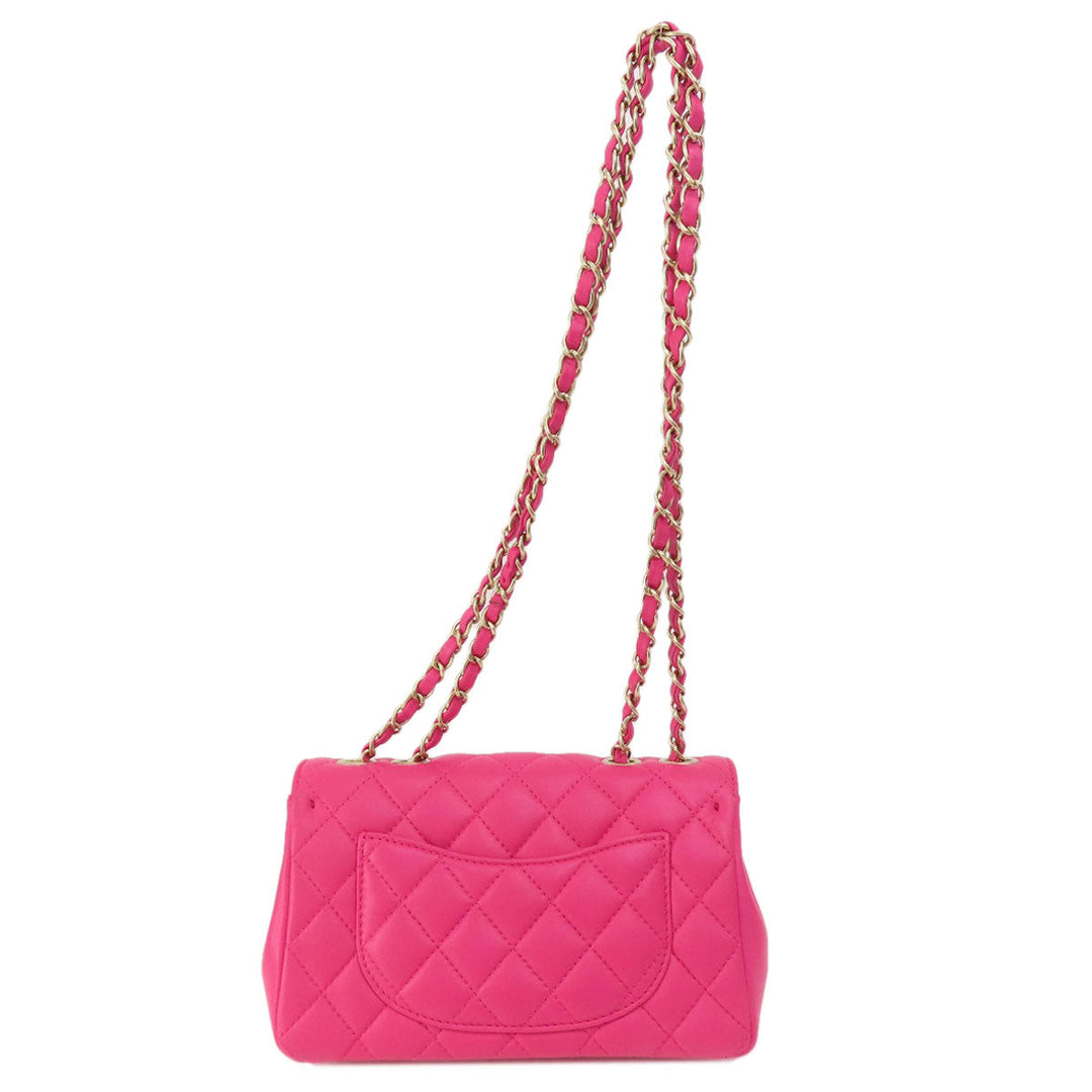 CHANEL Shoulder Bag lambskin pink ChainShoulder Matelasse Gold Metal
