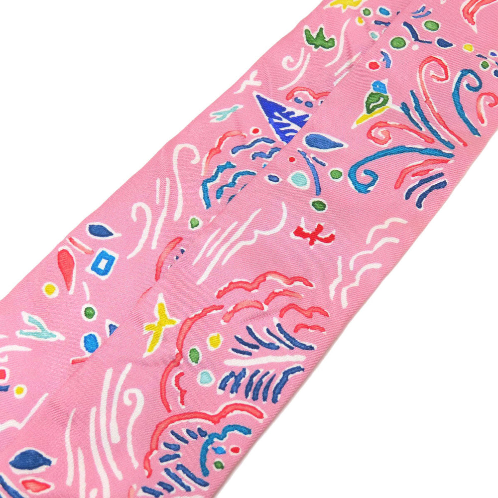 HERMES scarf silk pink Twilly Women Used Authentic