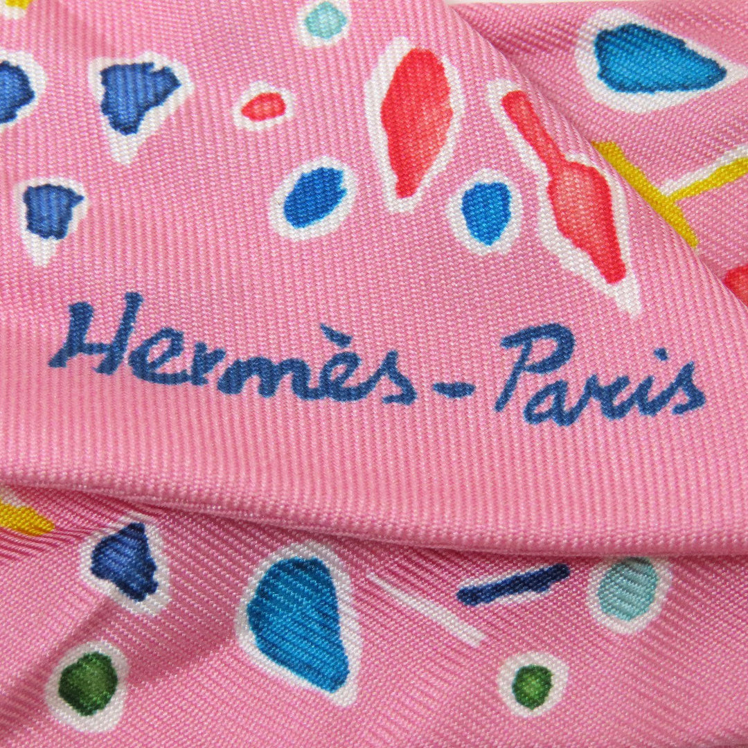 HERMES scarf silk pink Twilly Women Used Authentic