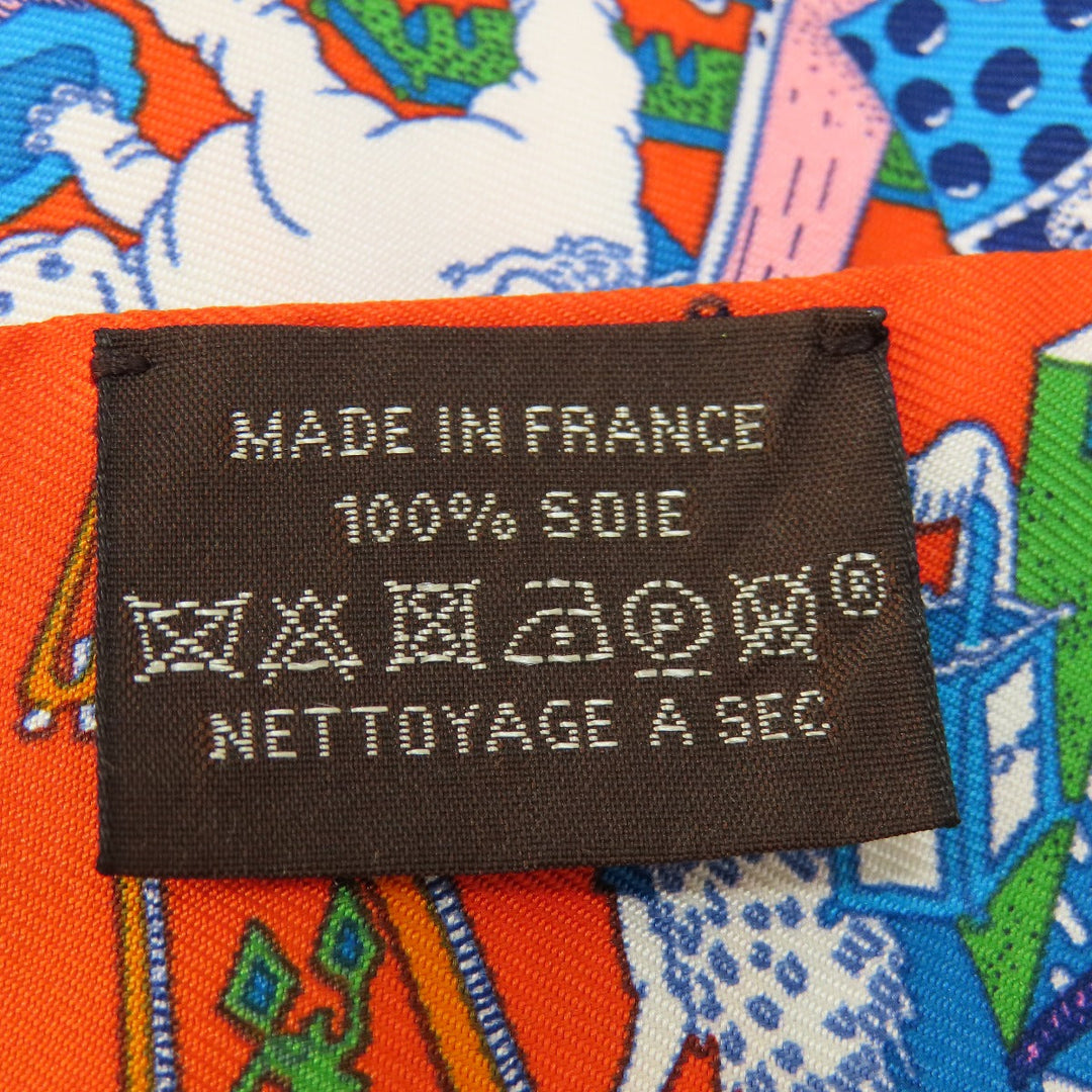 HERMES scarf silk Orange Twilly Women Used Authentic