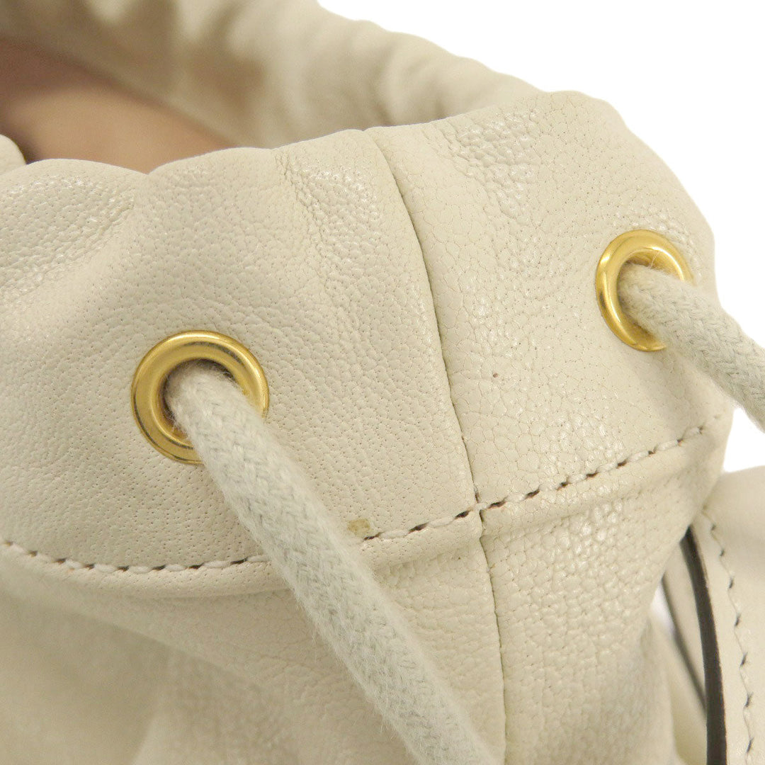 GUCCI Tote Bag 602118 leather white Horsebit Bucket Bag Women Used Authentic