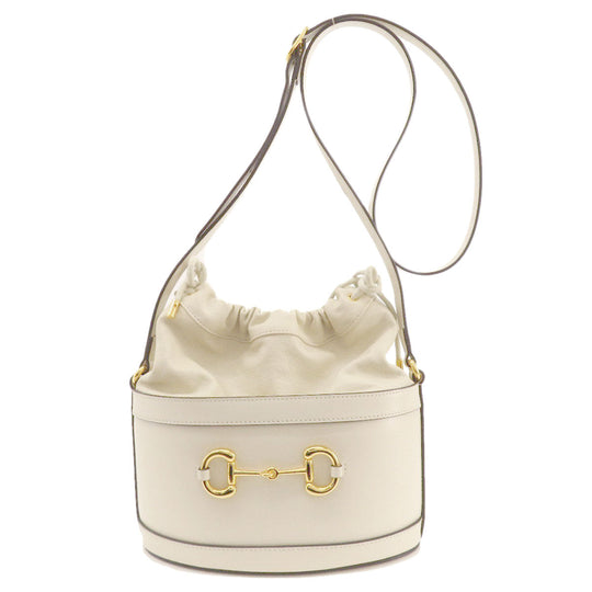 GUCCI Tote Bag 602118 leather white Horsebit Bucket Bag Women Used Authentic