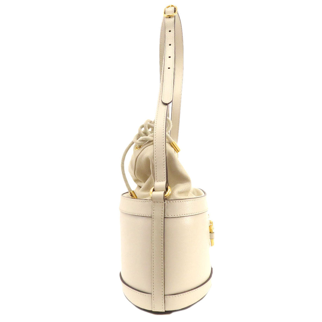 GUCCI Tote Bag 602118 leather white Horsebit Bucket Bag Women Used Authentic