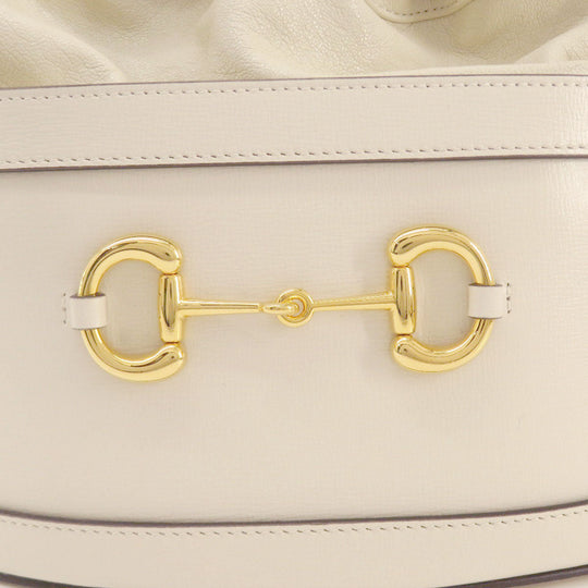 GUCCI Tote Bag 602118 leather white Horsebit Bucket Bag Women Used Authentic