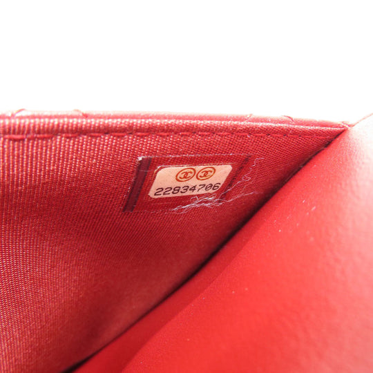 CHANEL Long Wallet Purse lambskin Red Chain Wallet Matelasse Gold Metal Women Used Authentic