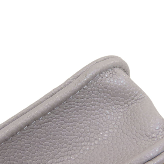 CHANEL Long Wallet Purse Caviar skin gray Chain Wallet Matelasse Gold Metal Women Used Authentic