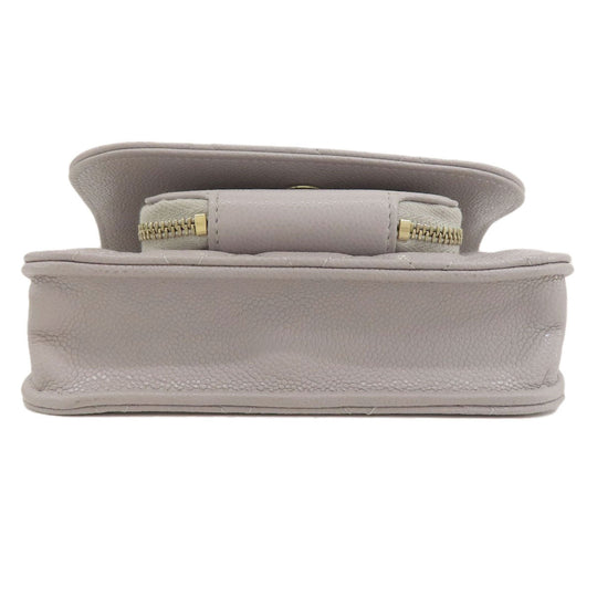 CHANEL Long Wallet Purse Caviar skin gray Chain Wallet Matelasse Gold Metal Women Used Authentic